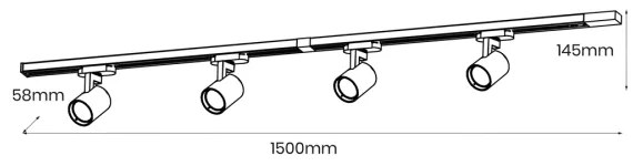 Bodové svietidlo v lištovom systéme VOLF 4xGU10/10W/230V čierna