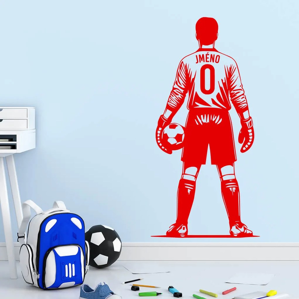 Veselá Stena Samolepka Futbalový brankár s menom Farba: zelená, Veľkosť: 120 x 61 cm