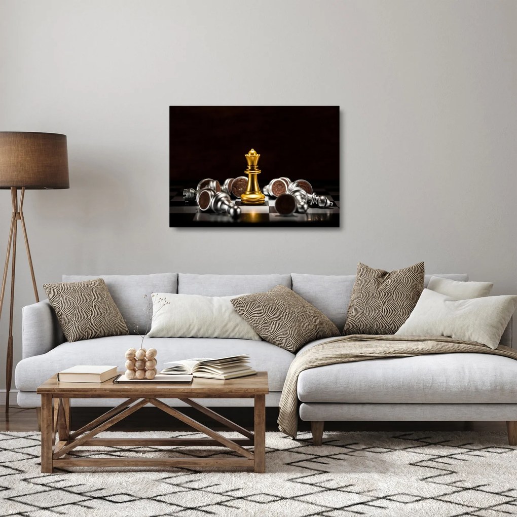 Sklenený obraz - Šachové figúrky (70x50 cm)