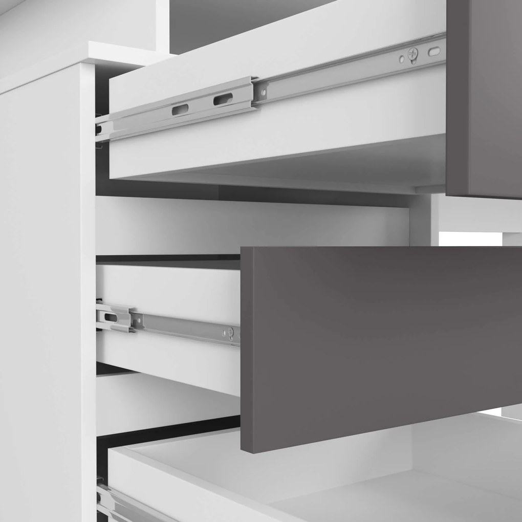 Volně stojící psací stůl CLP 135 cm bílý/grafitově šedý