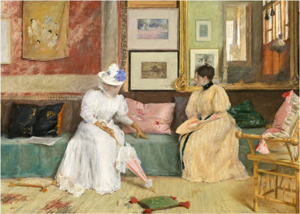 Obraz - William Merritt Chase, A Friendly Call, reprodukcia (70x50 cm)