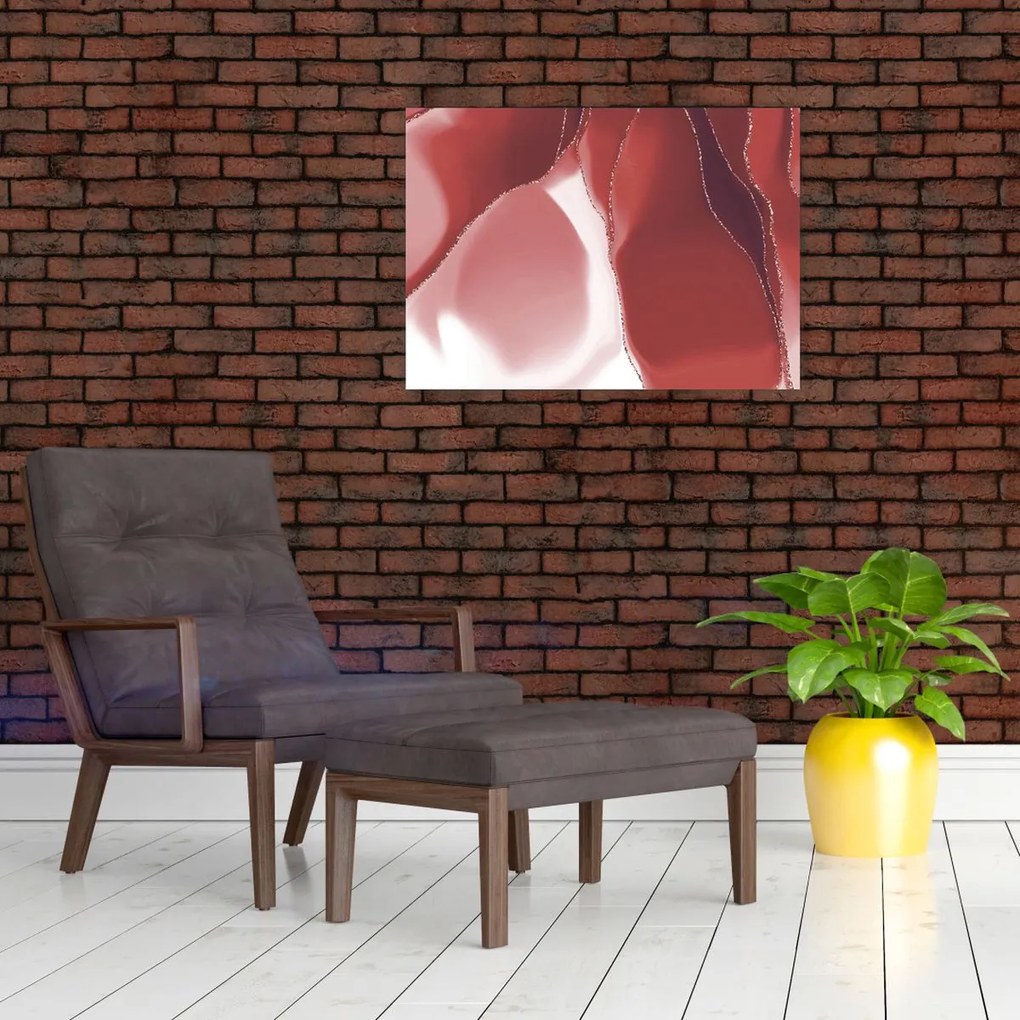 Sklenený obraz - Červená abstraktná kvetina N⁰3 (70x50 cm)