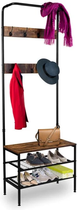 Vešiak na kabáty s botníkom ODRYS čierny