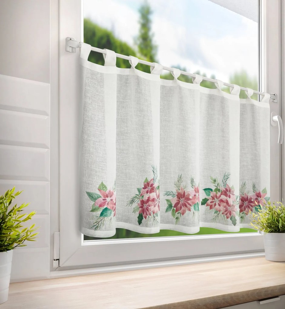 KRÁTKA VIANOČNÁ ZÁCLONA NA PÚTKACH XMAS3 60X150 CM VZOROVANÁ