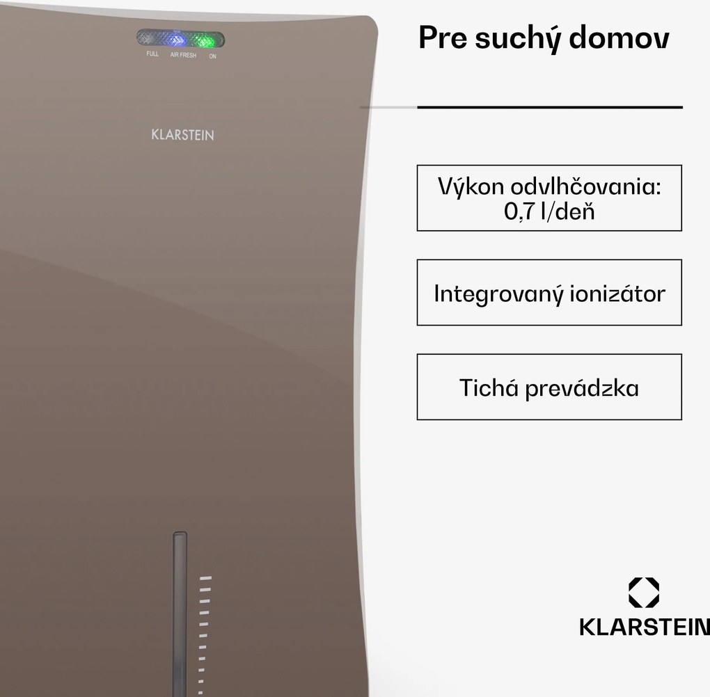 Klarstein Drybest 2000 2G, odvlhčovač vzduchu, ionizátor, 700 ml/d, 70 W, hnedá