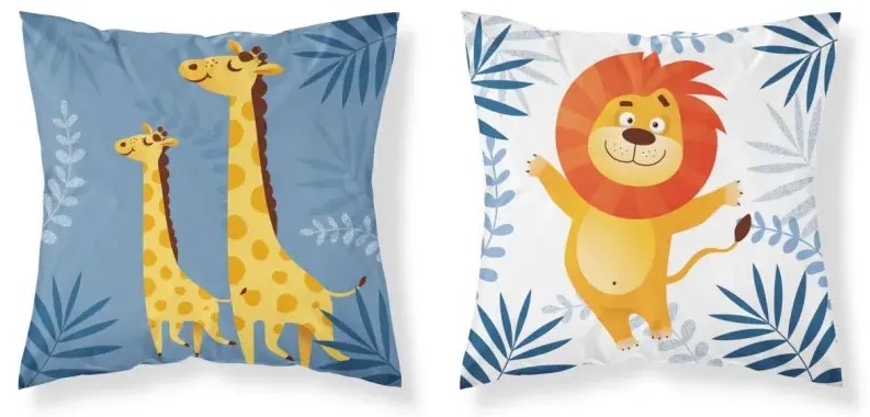 Detská bavlnená obliečka na vankúš so žirafou a levom - obojstranná Šírka: 40 cm | Dĺžka: 40 cm