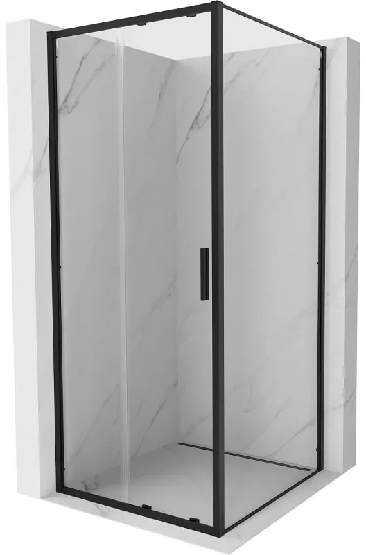 Mexen Exo, sprchovací kút s posuvnými dverami 95 x 95 cm, 6mm číre sklo, čierny profil, 8151-095-095-70-00
