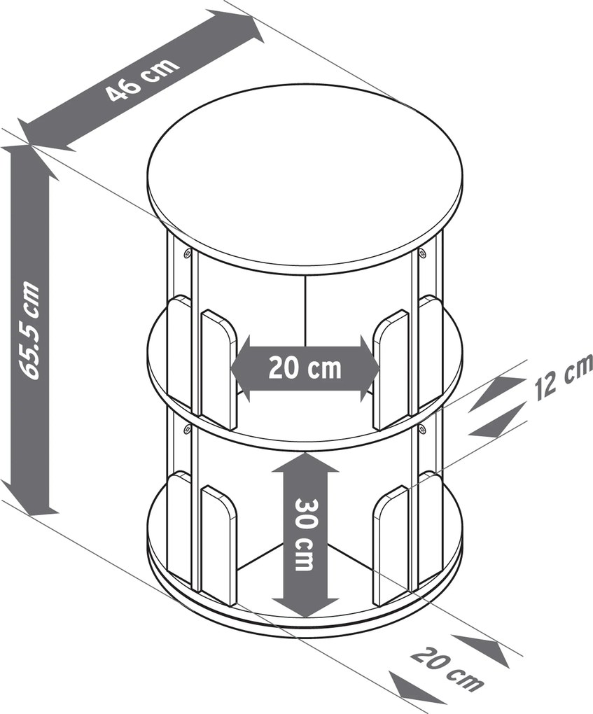 Otočná polica na knihy s 2 úrovňami
