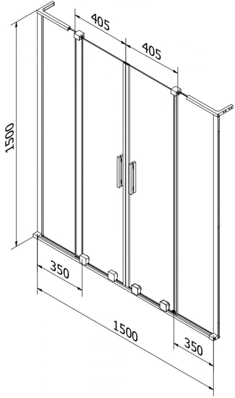 Mexen Velar L Duo, 2-krídlová posuvná vaňová zástena 150 x 150 cm, 8mm číre sklo, čierna matná, 896-150-003-02-70