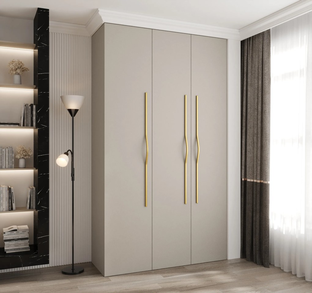 Šatníková skriňa 140 cm Carmela 40-2 (kašmír + zlatá). Akcia -20%. Vlastná spoľahlivá doprava až k Vám domov. 1126564