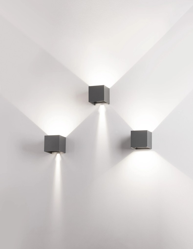 Nova Luce Svietidlo COMO S WALL GREY nástenné, IP 54, 2x3 W 847407
