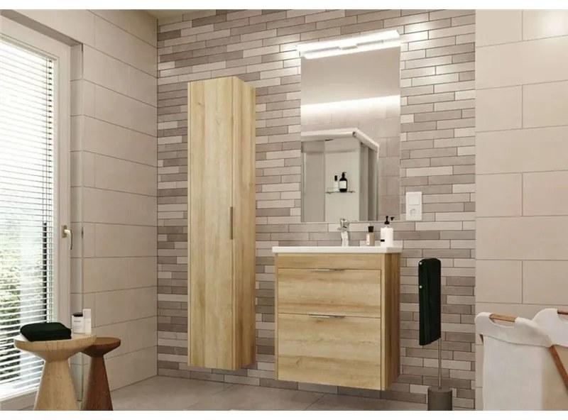 Mereo, Vigo, kúpeľňová skrinka vysoká 32x27x170 cm, ľavé alebo pravé otváranie, biela, MER-CN330