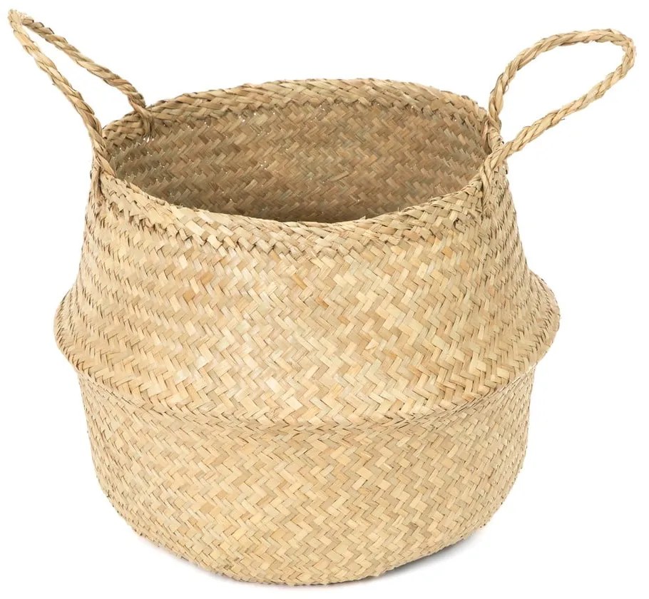 Svetlý úložný košík z morskej trávy Compactor, ⌀ 35 cm