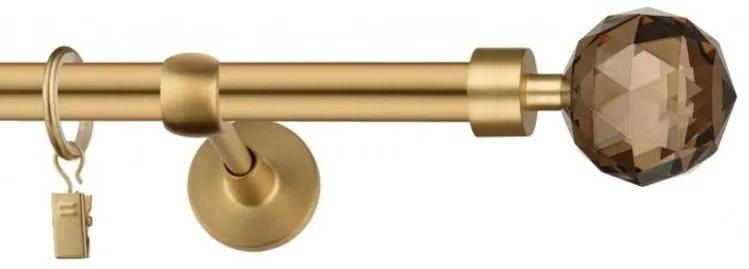 Dekorstudio Garniža jednoradová CRYSTAL zlatá 19mm Dĺžka: 120cm, Typ uchytenia: Držiak otvorený, Typ príslušenstva: Krúžky tiché so štipcami