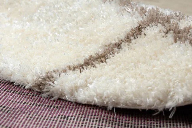 Koberec FLUFFY kruh shaggy kratka, trellis - krém / béžový