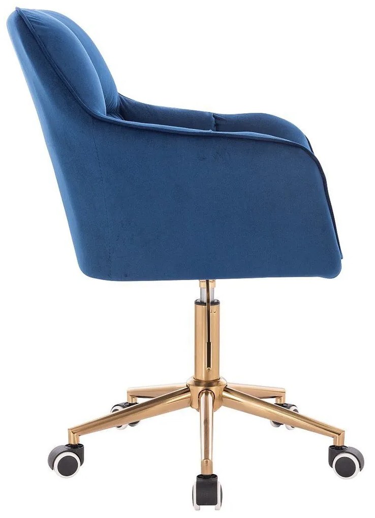 LuxuryForm DESIGN Kreslo AMALFI VELUR na zlatej podstave s kolieskami - modré