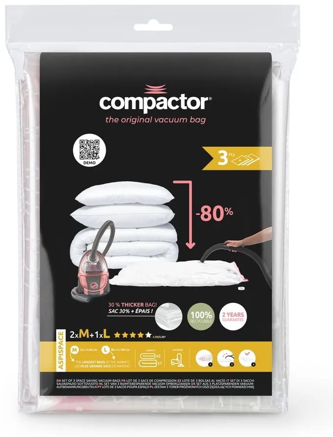 Vákuové vrecia v súprave 3 ks Space Save M/L – Compactor