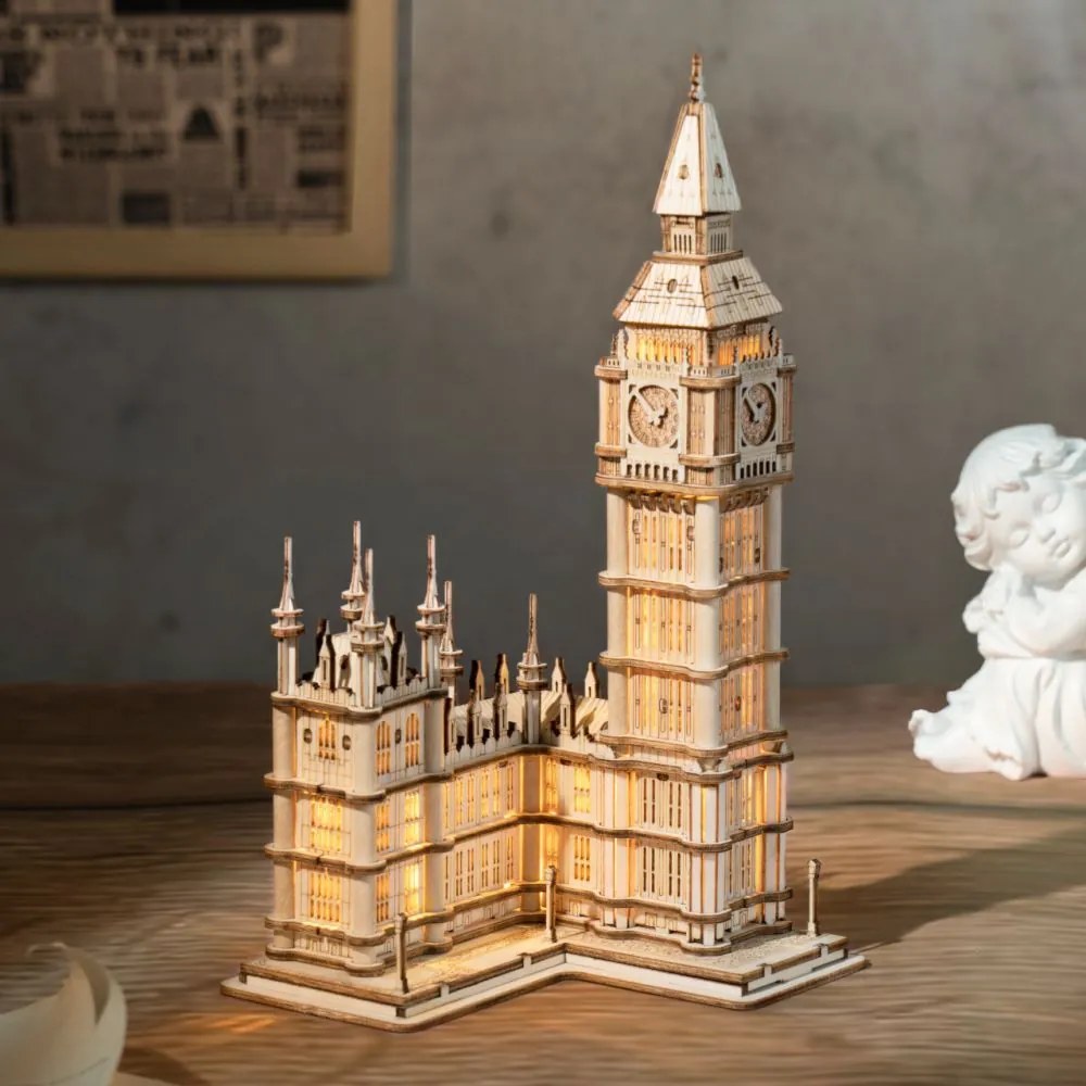 Robotime Rolife Svietiaci 3D drevené puzzle Big Ben 220 ks