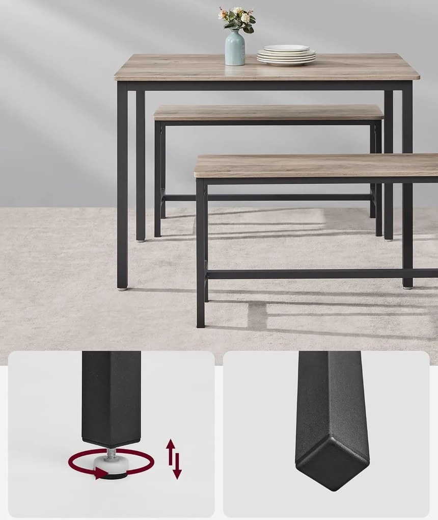 Jídelní set VASAGLE Renduro šedý/černý