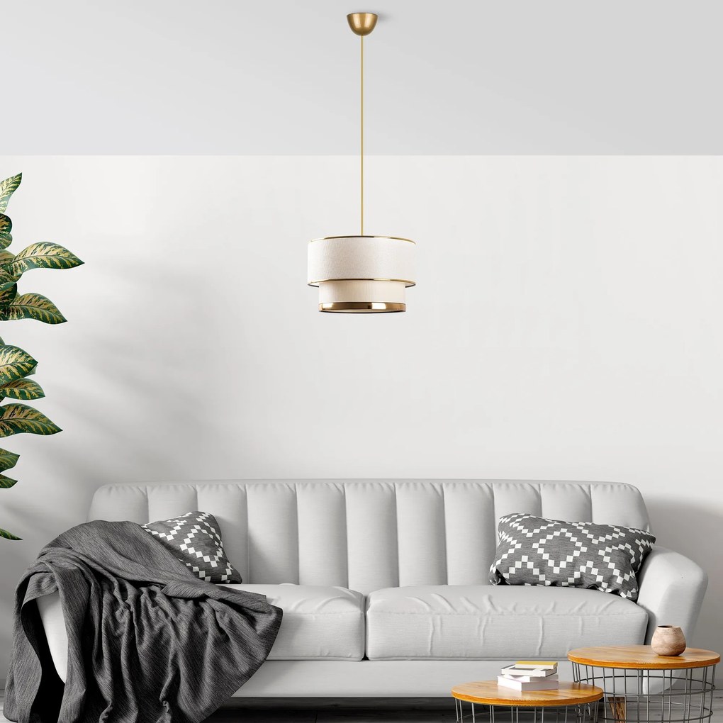 Závěsný lustr Cake krémový/zlatý