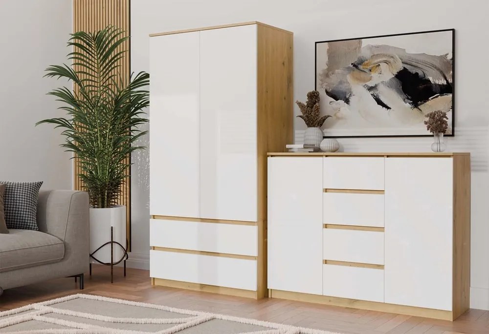 Komoda Malwa 2D4S 120 cm dub artisan/bílá