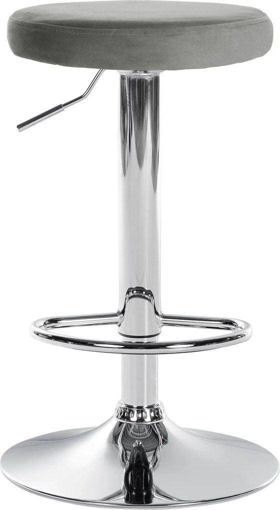 Barová stolička Ponte - zamat, chróm rám - Sivá