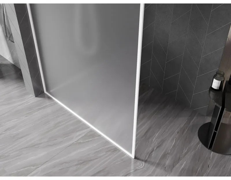 Mexen, Mexen Kioto-XF sprchová stena s rámom 130 x 202 cm, matná 10 mm, biela - 800-130-104-20-30-X