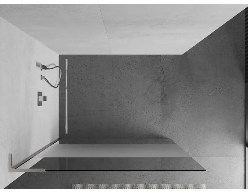 Mexen Kioto L, sprchová zástena Walk-In 100 x 200 cm, 8mm číre sklo-námraza, brúsená oceľ profil, 800-100-103-97-35