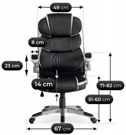 Vintino kancelárska otočná kožená stolička RONALD čierna