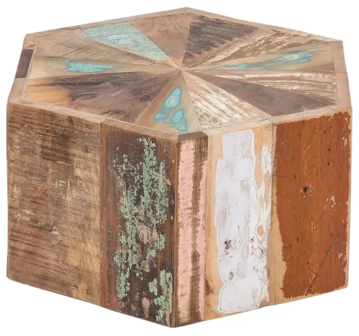 furniture-nabytek.cz - Masívny konferenčný stolík Wakefield z recyklovaného dreva, lakovaný, viacfarebný, šesťuholníkový – 50×50×25 cm