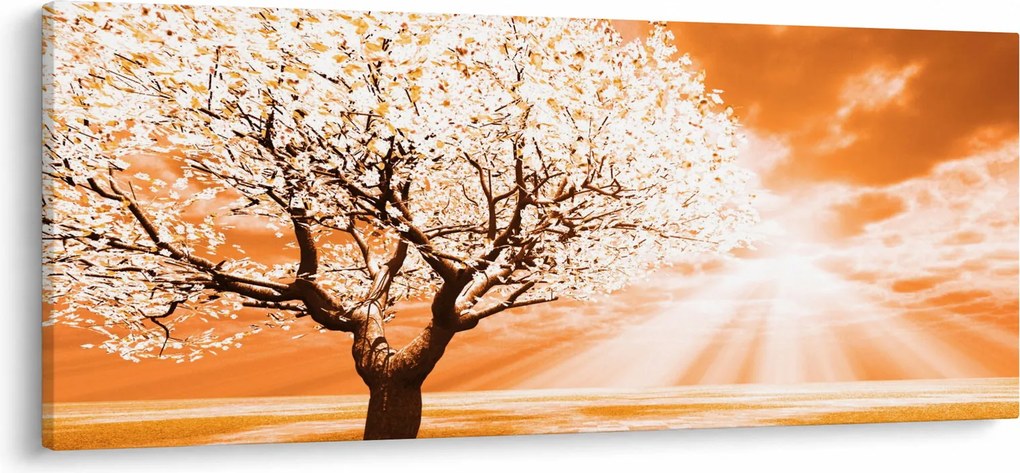 Oranžový obraz stromu (120x50 cm)