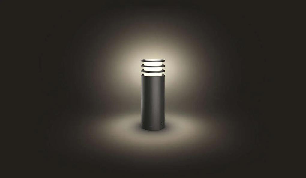 PHILIPS HUE Vonkajšie stojacie LED inteligentné svietidlo HUE LUCCA, 9,5 W, teplá biela, hranaté, šedé, IP44