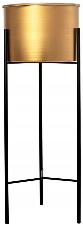 Tutumi Tutumi, kovový kvetináč na rastliny 50cm TSHP20206, čierna matná-mosadzná zlatá, HOM-09904