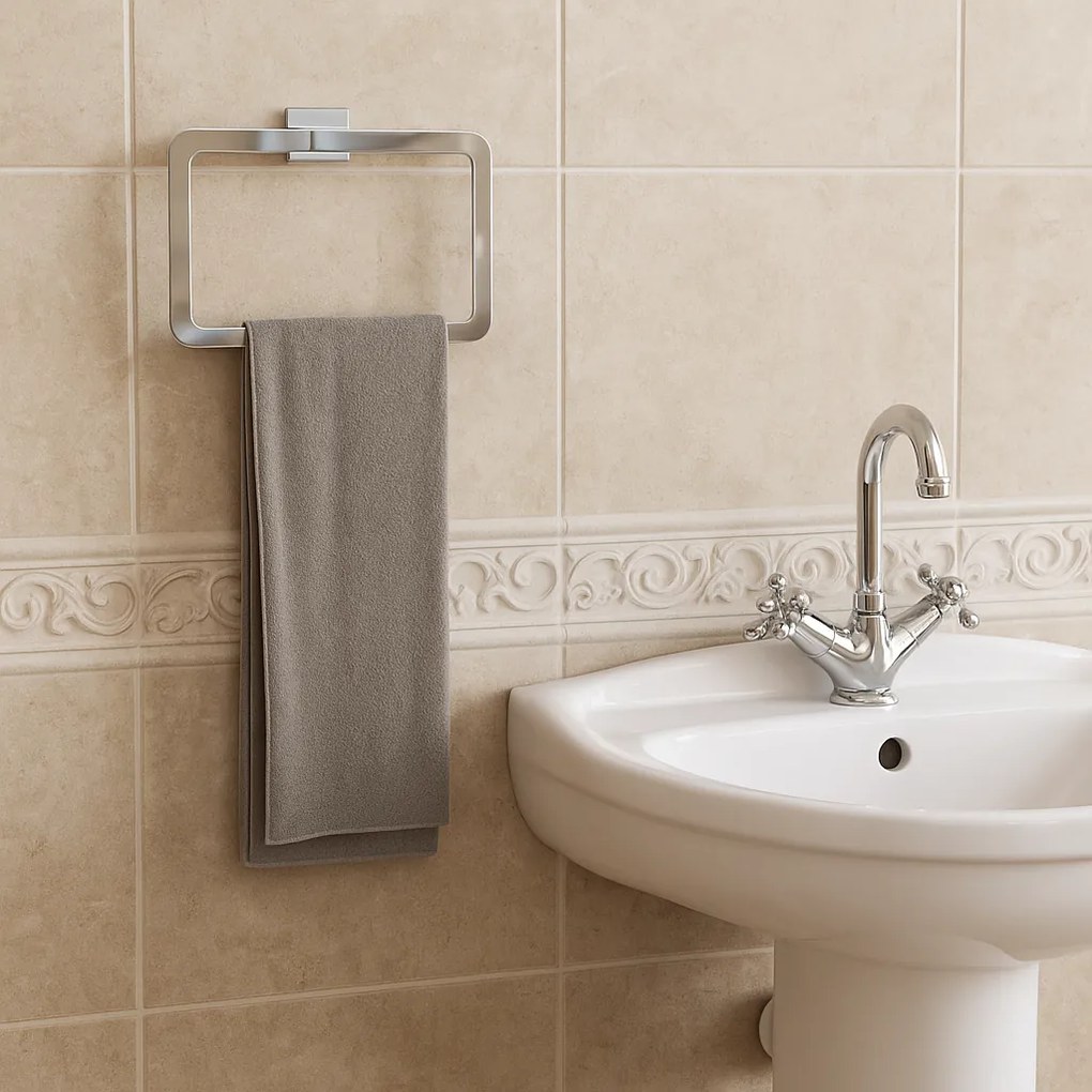 Rea Oste, prsteňový kúpeľňový vešiak na uterák, chrómová, REA-88070