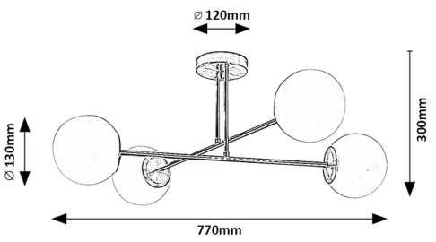 Rabalux 71082 - Luster na tyči KIARA 4xE27/35W/230V zlatá