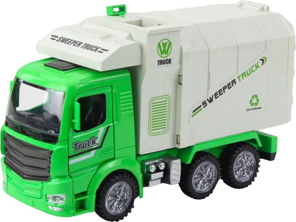 LEAN Toys Svetlá mestského smetiarskeho auta znejú zelenou farbou
