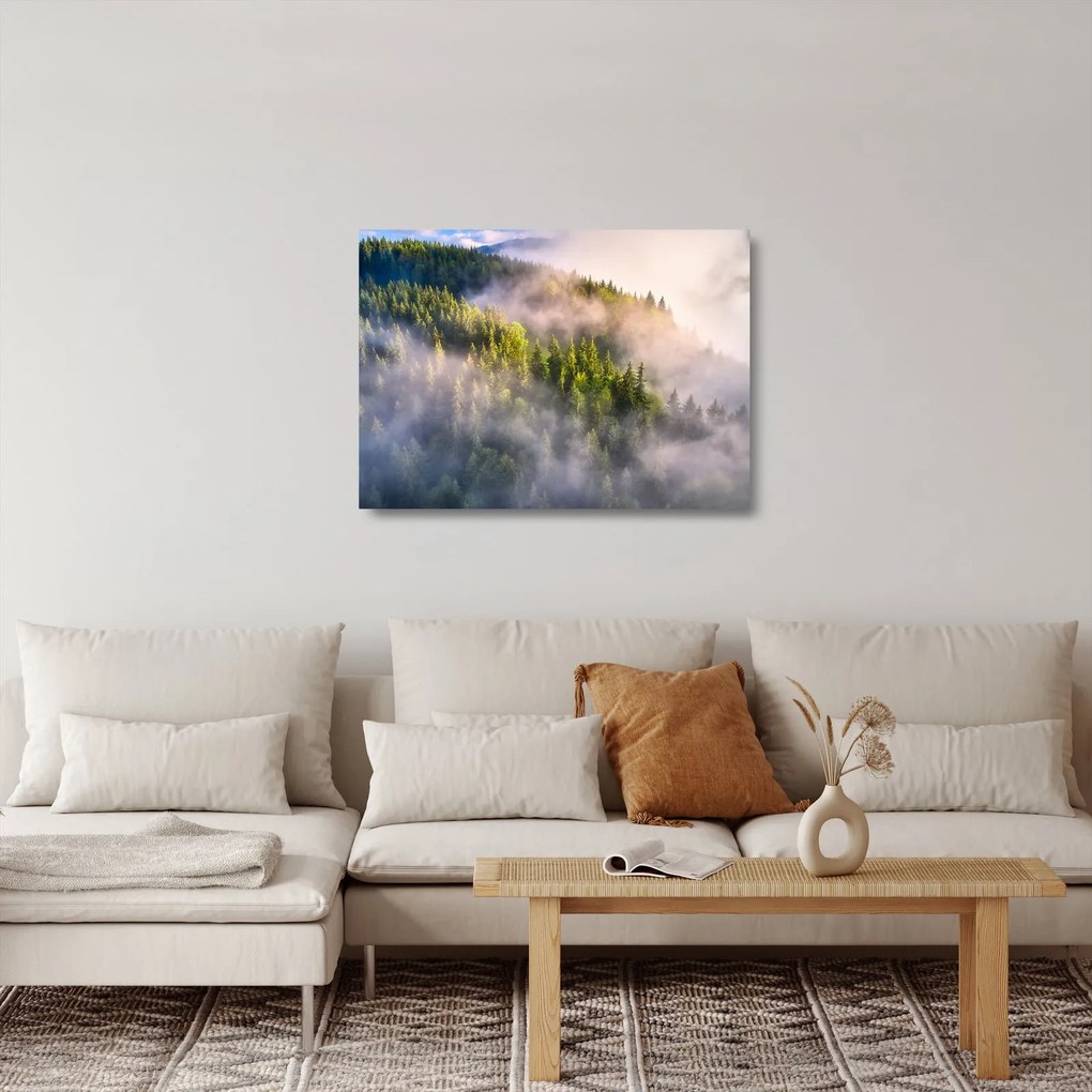 Sklenený obraz horskej krajiny (70x50 cm)