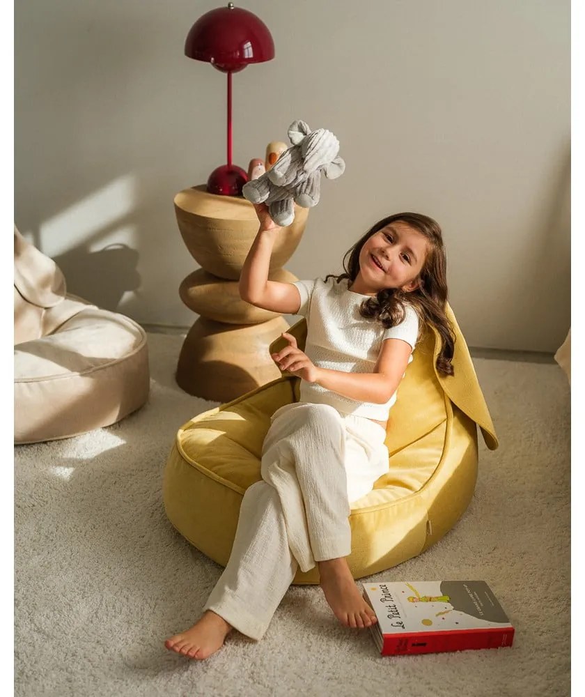 Žltý zamatový detský sedací vak Bunny – Wigiwama