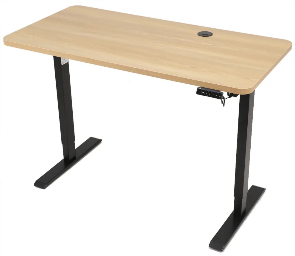 Výškovo nastaviteľný elektrický stôl BestBerg BBAT-14BWD / rozmer 140x70 cm / výška 93,4-125,4 cm / čierna/drevo