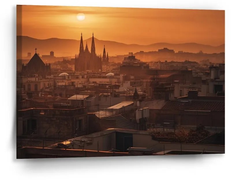 Sablio Obraz Barcelona Night Skyline - 90x60 cm