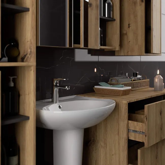 Kúpeľňová skrinka VAMI W50 2D 6P artisan dub / grafitová