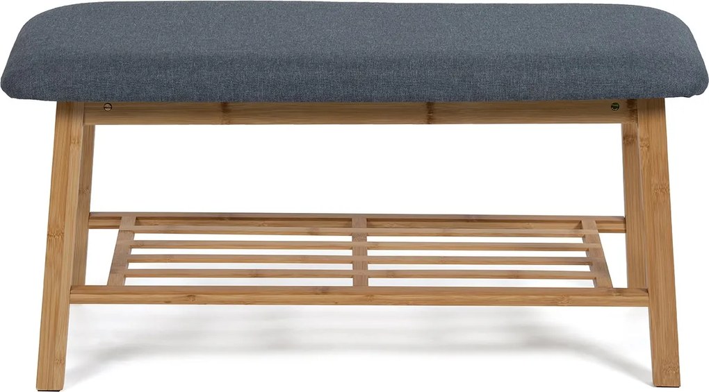 Noela Bambusová lavica s látkovým poťahom BENCA šedá