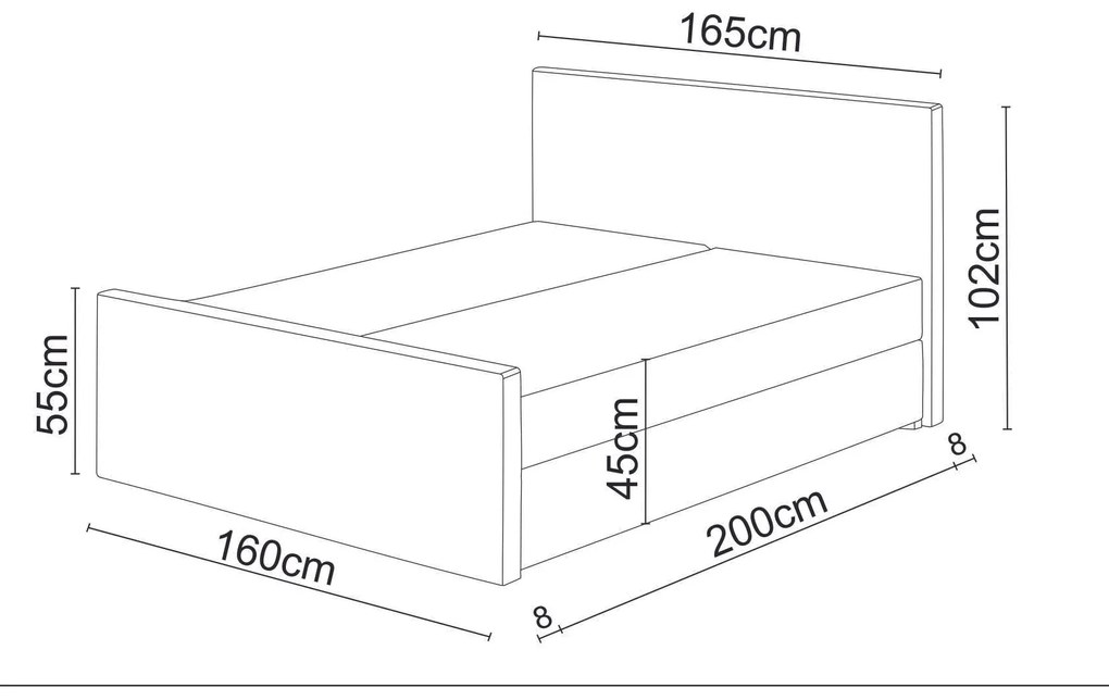 Manželská posteľ Boxspring 160 cm Milagros 1 (sivá) (s matracom a úložným priestorom). Akcia -21%. Vlastná spoľahlivá doprava až k Vám domov. 1046741