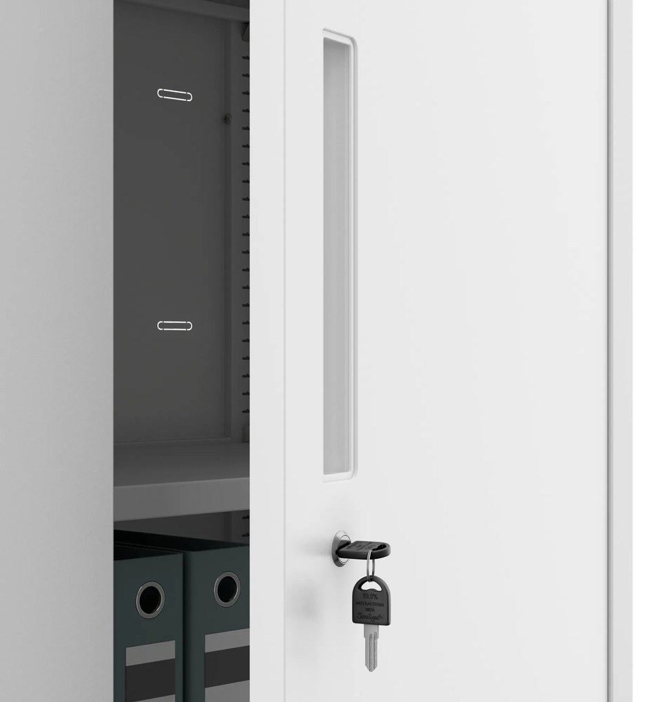 Kovová skriňa MEGAN – biela, jednoduchá zásuvka, 185 cm