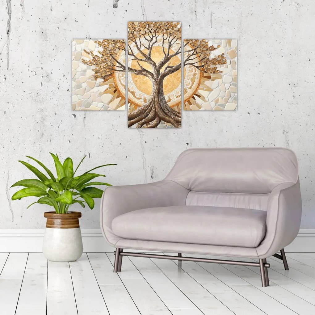 Obraz – Zlatý strom života v mozaike (90x60 cm)