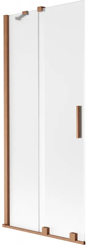 Mexen Velar, 2-krídlová posuvná vaňová zástena 85 x 150 cm, 8mm sklo námraza, medená matná, 896-085-000-31-65