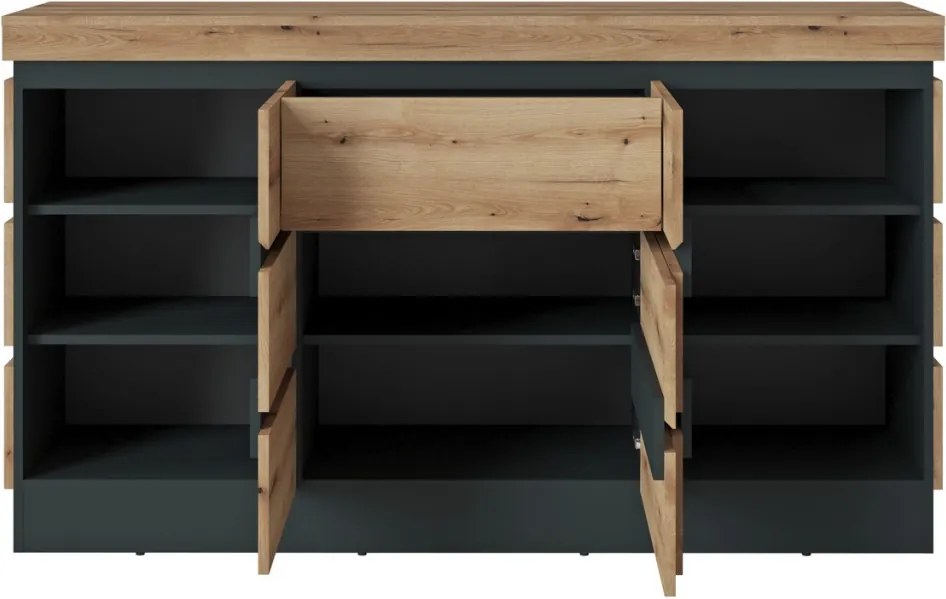 Úložná komoda Corte, dub coast/tmavo šedá