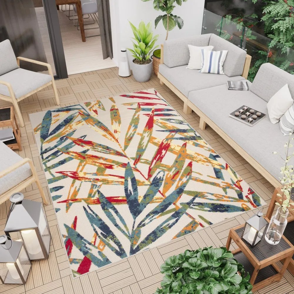 Terasový koberec s farebným motívom lístia Šírka: 80 cm | Dĺžka: 150 cm
