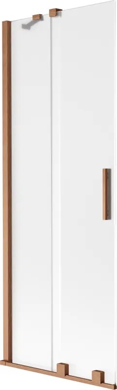 Mexen Velar, 2-krídlová posuvná vaňová zástena 75 x 150 cm, 8mm sklo námraza, medená matná, 896-075-000-31-65