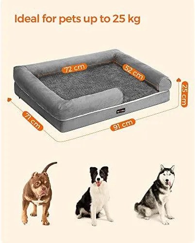 Feandrea ortopedický pelech pre psa, pohovka pre psa so snímateľným poťahom, svetlosivý